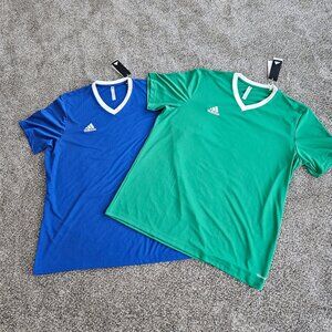 Two (2) Men's 2XL Vee neck Adidas Soccer Jerseys NWT
